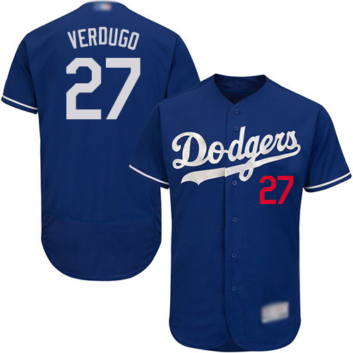 Los Angeles Dodgers #27 Alex Verdugo Blue Flexbase Authentic Collection Stitched Jersey Men's
