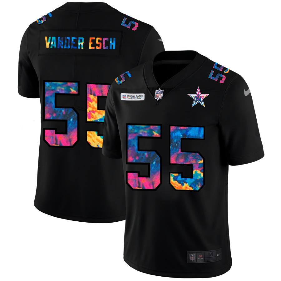 Dallas Cowboys #55 Leighton Vander Esch Men's Multi-Color Black 2020 Crucial Catch Vapor Untouchable Limited Jersey