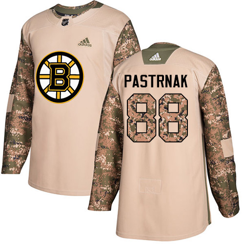 Adidas Boston Bruins #88 David Pastrnak Camo Authentic 2017 Veterans Day Stitched Jersey Men's