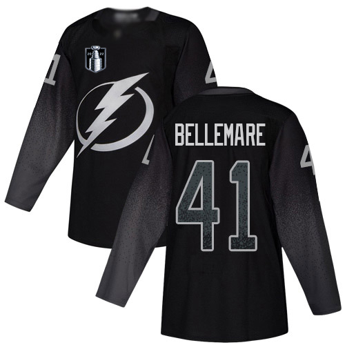 Adidas Tampa Bay Lightning #41 Pierre-Edouard Bellemare Black 2022 Stanley Cup Final Patch Alternate Authentic Stitched Youth Jersey Youth