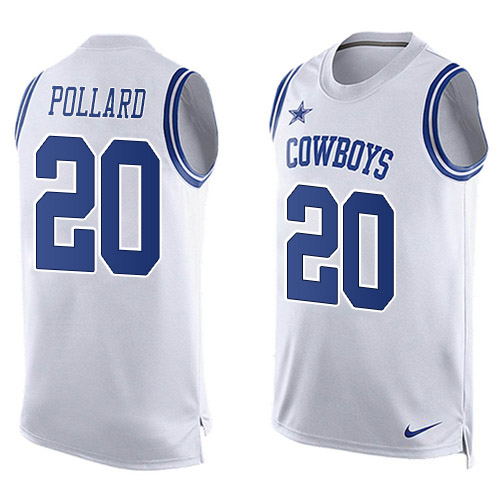Cowboys #20 Tony Pollard White Men's Stitched Limited Tank Top Jersey