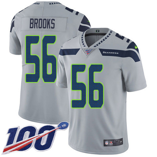 Seattle Seahawks #56 Jordyn Brooks Grey Alternate Youth Stitched 100th Season Vapor Untouchable Limited Jersey Youth