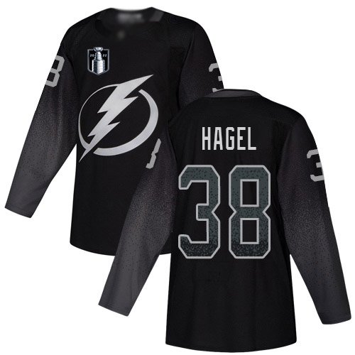 Adidas Tampa Bay Lightning #38 Brandon Hagel Black 2022 Stanley Cup Final Patch Alternate Authentic Stitched Jersey Men's