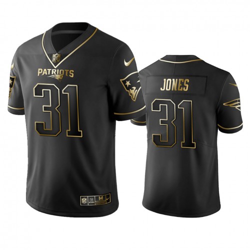New England Patriots #31 Jonathan Jones Black Golden Limited Edition Stitched Jersey Men's