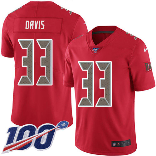 Tampa Bay Buccaneers #33 Carlton Davis III Red Men's Stitched Limited Rush 100th Season Jersey Men's