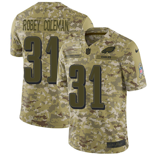 Philadelphia Eagles #31 Nickell Robey-Coleman Camo Youth Stitched Limited 2018 Salute To Service Jersey Youth