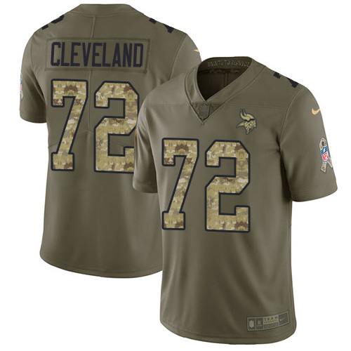 Minnesota Vikings #72 Ezra Cleveland Olive/Camo Youth Stitched Limited 2017 Salute To Service Jersey Youth