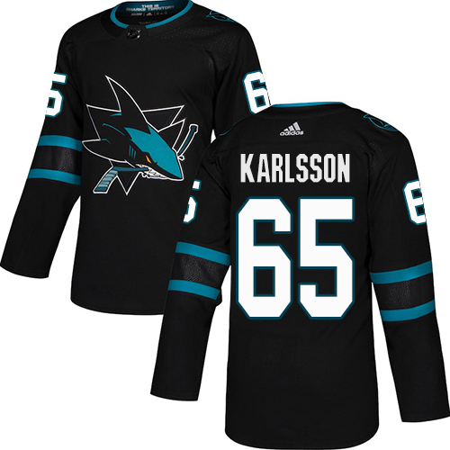 Adidas San Jose Sharks #65 Erik Karlsson Black Alternate Authentic Stitched Youth Jersey Youth
