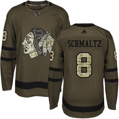 Adidas Chicago Blackhawks #8 Nick Schmaltz Green Salute to Service Stitched Jersey Men's