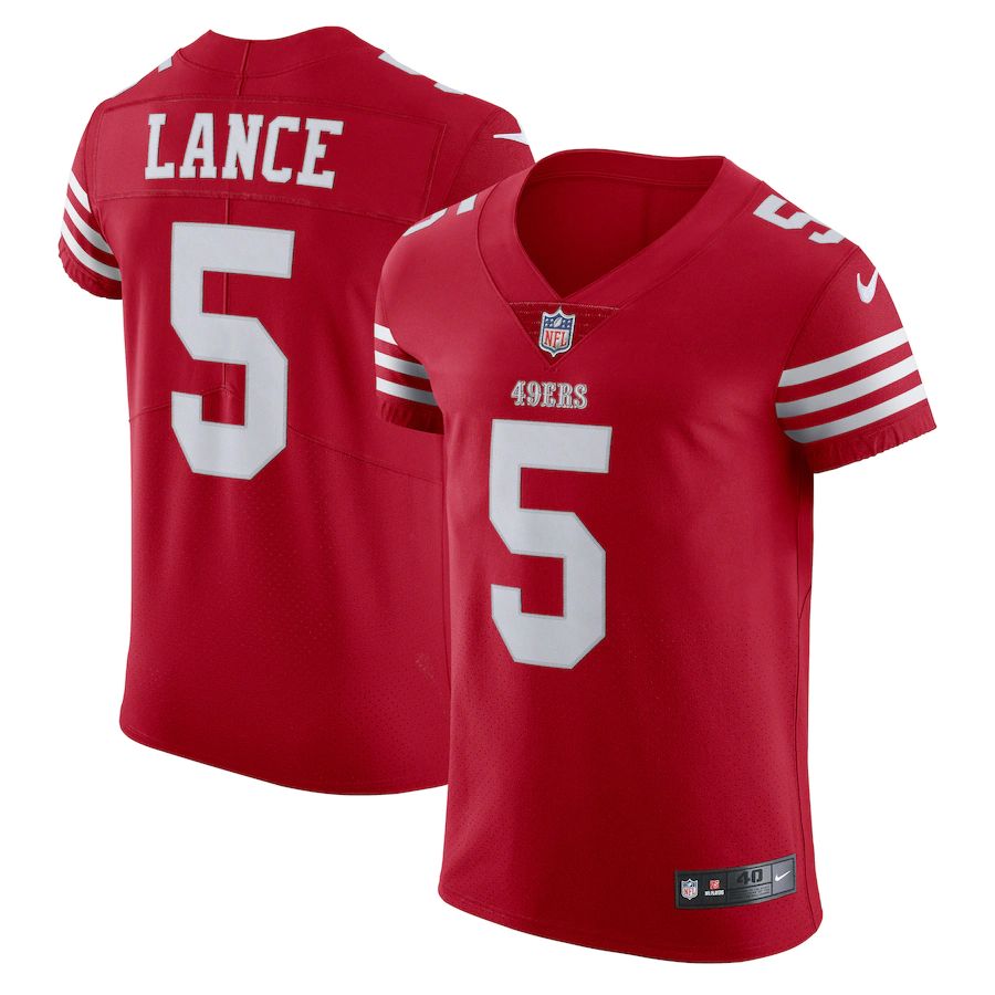 San Francisco 49ers #5 Trey Lance Scarlet Men's 2022-23 Authentic Stitched Vapor Untouchable Elite Jersey