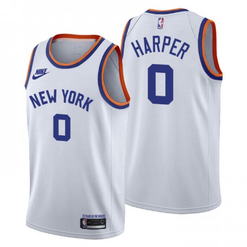 New York New York Knicks #0 Jared Harper Mens Releases Classic Edition 75th Anniversary Jersey White Mens