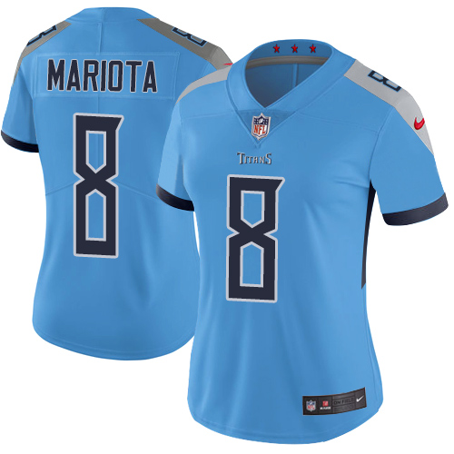 Tennessee Titans #8 Marcus Mariota Light Blue Alternate Women's Stitched Vapor Untouchable Limited Jersey Womens