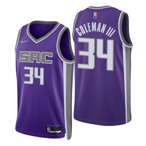 Sacramento Kings #34 Matt Goleman III Purple Mens 2021-22 75th Anniversary Diamond Swingman Jersey - Icon Edition Mens