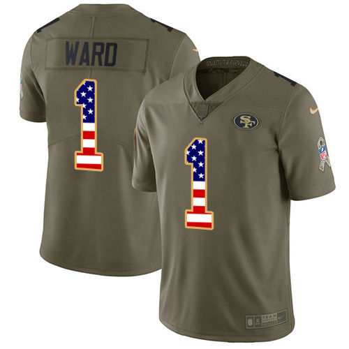49ers #1 Jimmie Ward Olive/USA Flag Men's Stitched Limited 2017 Salute To Service Jersey