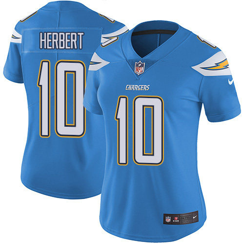 Chargers #10 Justin Herbert Electric Blue Alternate Women's Stitched Vapor Untouchable Limited Jersey