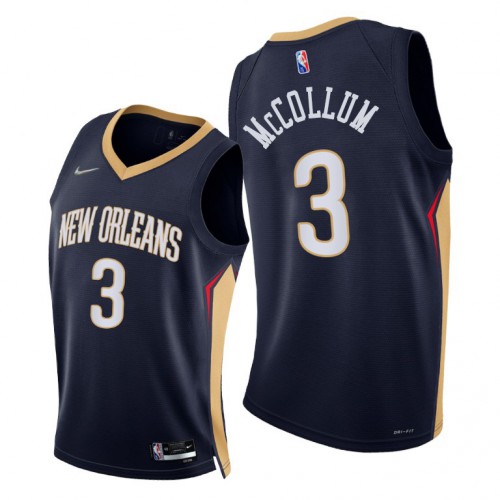 New Orleans Pelicans #3 C.J. McCollum Mens 2021-22 75th Diamond Anniversary Jersey Navy Mens