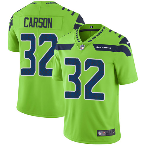 Seattle Seahawks #32 Chris Carson Green Men's Stitched Limited Rush Jersey Men's