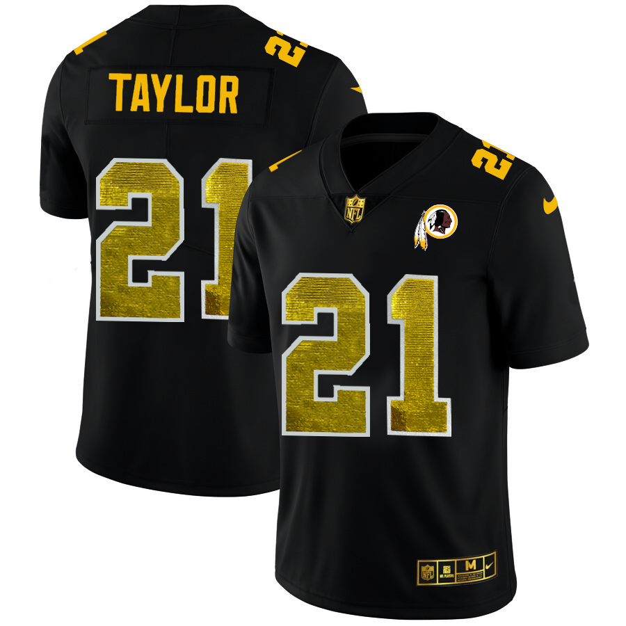 Washington Commanders #21 Sean Taylor Men's Black Golden Sequin Vapor Limited Jersey