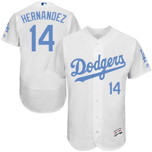 Los Angeles Dodgers #14 Enrique Hernandez White Flexbase Authentic Collection Father's Day Stitched Jersey Men's
