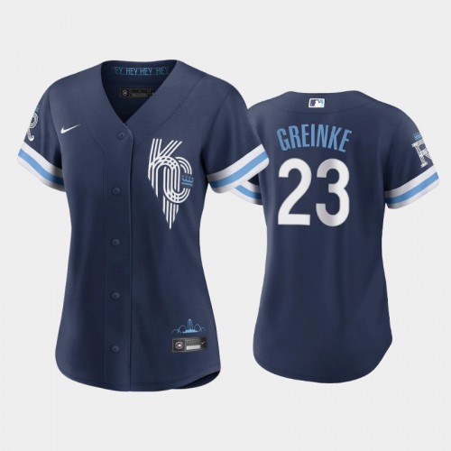 Kansas City Kansas City Royals #23 Zack Greinke Women's Replica 2022 City Connect Navy Jersey Womens