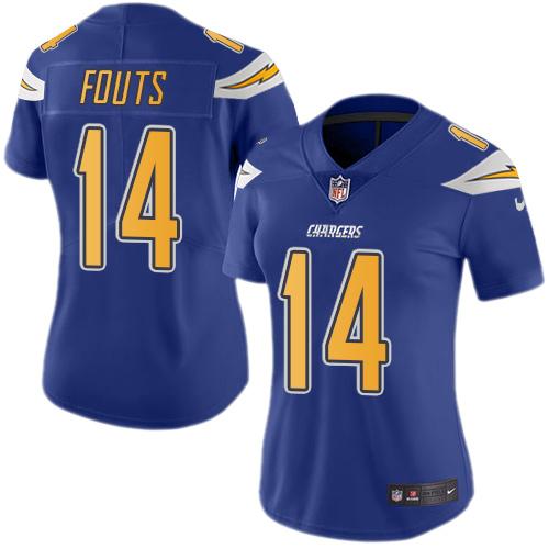 Los Angeles Chargers #14 Dan Fouts Electric Blue Women's Stitched Limited Rush Jersey Womens
