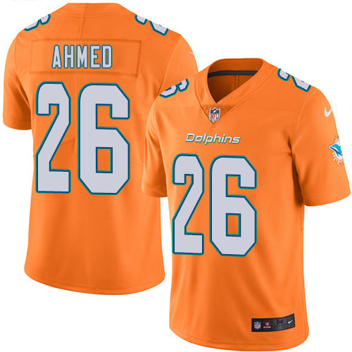 Miami Dolphins #26 Salvon Ahmed Orange Green Youth Stitched Limited Rush Jersey Youth