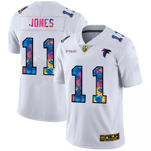 Atlanta Atlanta Falcons #11 Julio Jones Men's White Multi-Color 2020 Crucial Catch Limited Jersey Men's