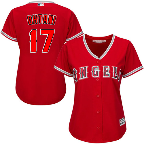 Los Angeles Angels #17 Shohei Ohtani Red Alternate Women's Stitched Jersey Womens