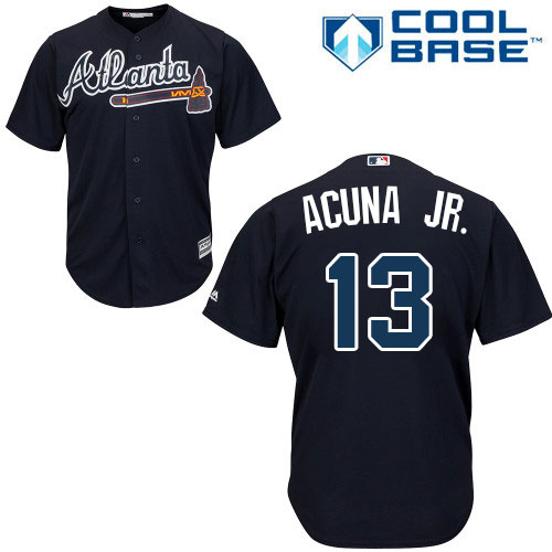 Atlanta Braves #13 Ronald Acuna Jr. Blue New Cool Base Stitched Jersey Men's