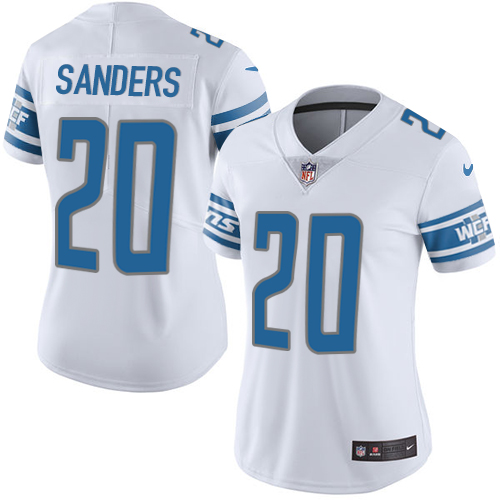 Lions #20 Barry Sanders White Women's Stitched Vapor Untouchable Limited Jersey