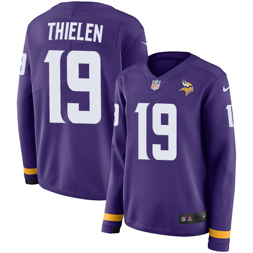 Vikings #19 Adam Thielen Purple Team Color Women's Stitched Limited Therma Long Sleeve Jersey