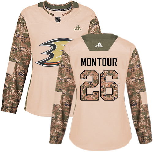 Adidas Anaheim Ducks #26 Brandon Montour Camo Authentic 2017 Veterans Day Women's Stitched Jersey Womens