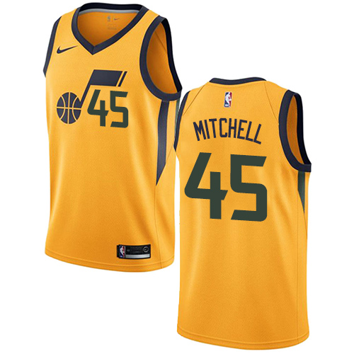 Utah Jazz #45 Donovan Mitchell Yellow Youth Swingman Statement Edition Jersey Youth