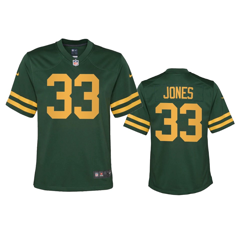 Green Bay Packers #33 Aaron Jones Youth Alternate Game Player Jersey - Green