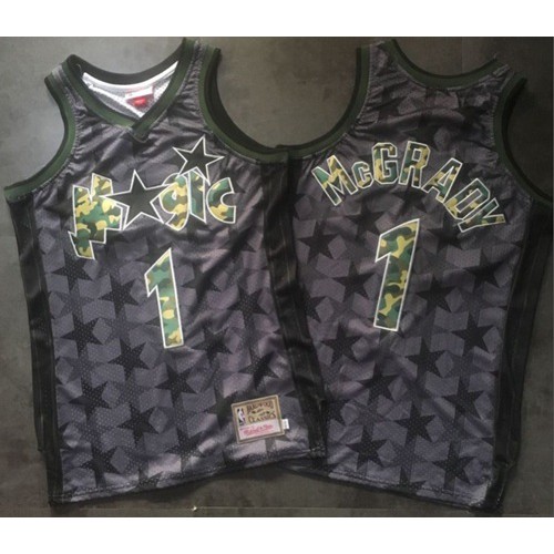 Mitchell And Ness Camo Swingman Orlando Magic #1 Tracy Mcgrady Black Stitched Jersey Mens