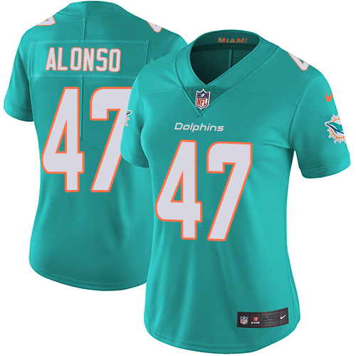 Miami Dolphins #47 Kiko Alonso Aqua Green Team Color Women's Stitched Vapor Untouchable Limited Jersey Womens