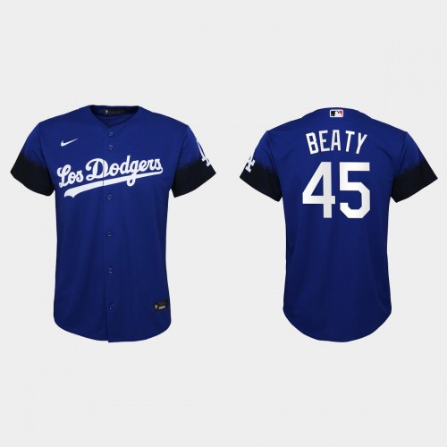 Los Angeles Los Angeles Dodgers #45 Matt Beaty Youth 2021 City Connect Jersey Royal Youth