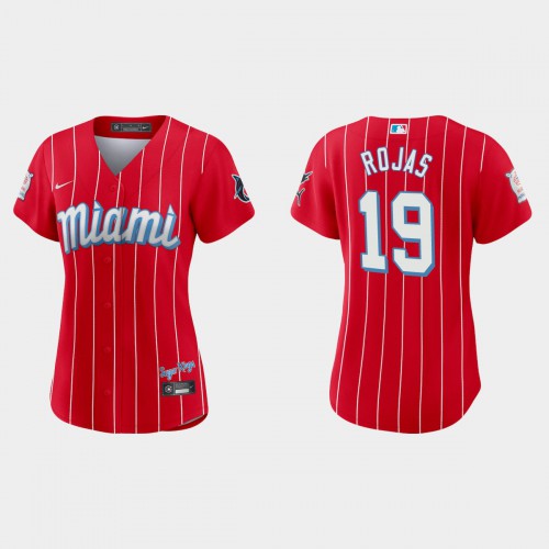 Miami Miami Marlins #19 Miguel Rojas Women's 2021 City Connect Authentic Jersey Red Womens