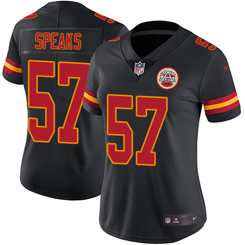 Kansas City Chiefs #57 Breeland Speaks Black Women's Stitched Limited Rush Jersey Womens