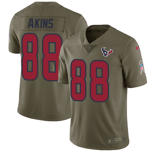 Houston Texans #88 Jordan Akins Olive Men's Stitched Limited 2017 Salute To Service Jersey Men's