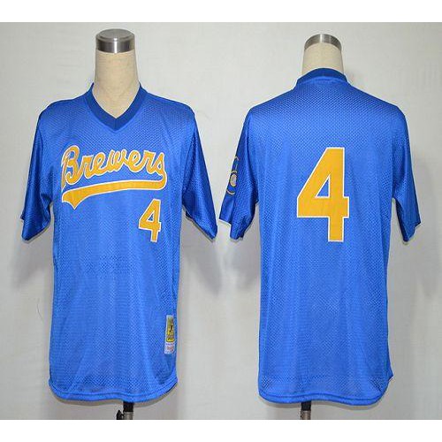 Mitchell And Ness 1991 Milwaukee Brewers #4 Paul Molitor Blue Stitched Jersey Men's