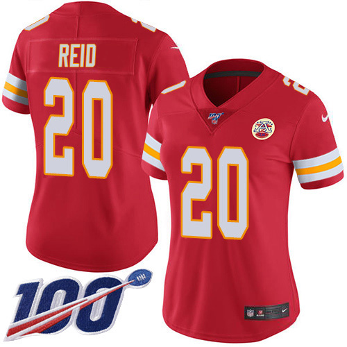 Kansas City Chiefs #20 Justin Reid Red Team Color Women's Stitched 100th Season Vapor Limited Jersey Womens
