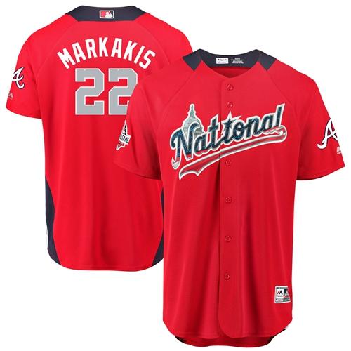 Atlanta Braves #22 Nick Markakis Red 2018 All-Star National League Stitched Jersey Men's