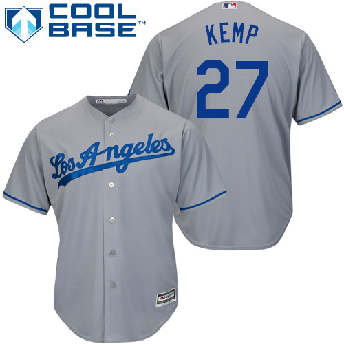 Los Angeles Dodgers #27 Matt Kemp Grey New Cool Base Stitched Jersey Men's