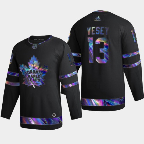 Toronto Maple Toronto Maple Leafs #13 Jimmy Vesey Men's Iridescent Holographic Collection Jersey - Black Men's