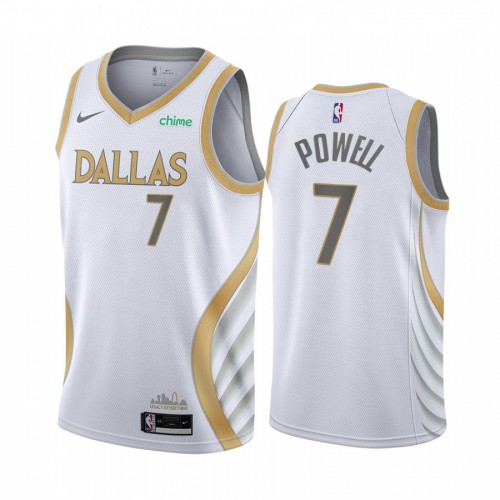 Dallas Mavericks #7 Dwight Powell White Youth Swingman 2020-21 City Edition Jersey Youth