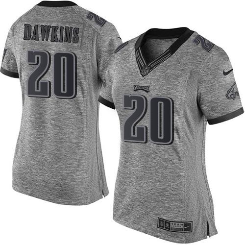 Eagles #20 Brian Dawkins Gray Women's Stitched Limited Gridiron Gray Jersey