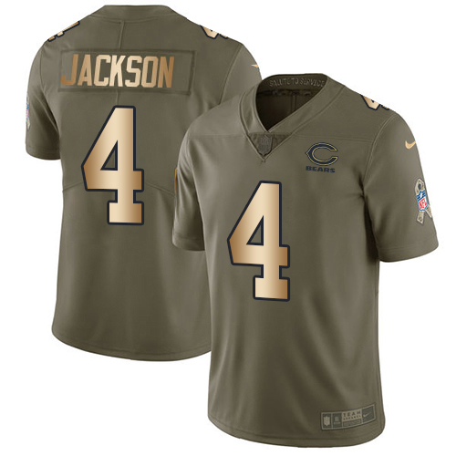 Bears #4 Eddie Jackson Olive/Gold Youth Stitched Limited 2017 Salute To Service Jersey