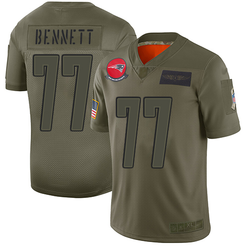 New England Patriots #77 Michael Bennett Camo Men's Stitched Limited 2019 Salute To Service Jersey Men's