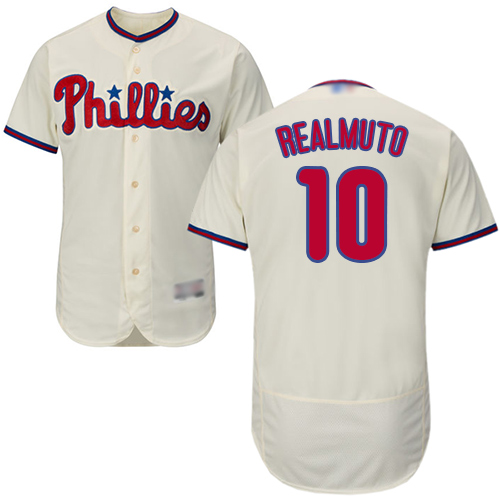 Philadelphia Phillies #10 J. T. Realmuto Cream Flexbase Authentic Collection Stitched Jersey Men's